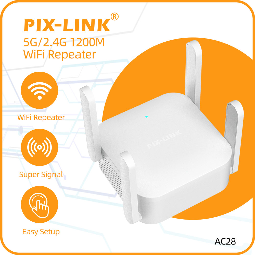Wifi Range Extender - PIX-LINK AC281200mbps Wireless Repeater Dual Band