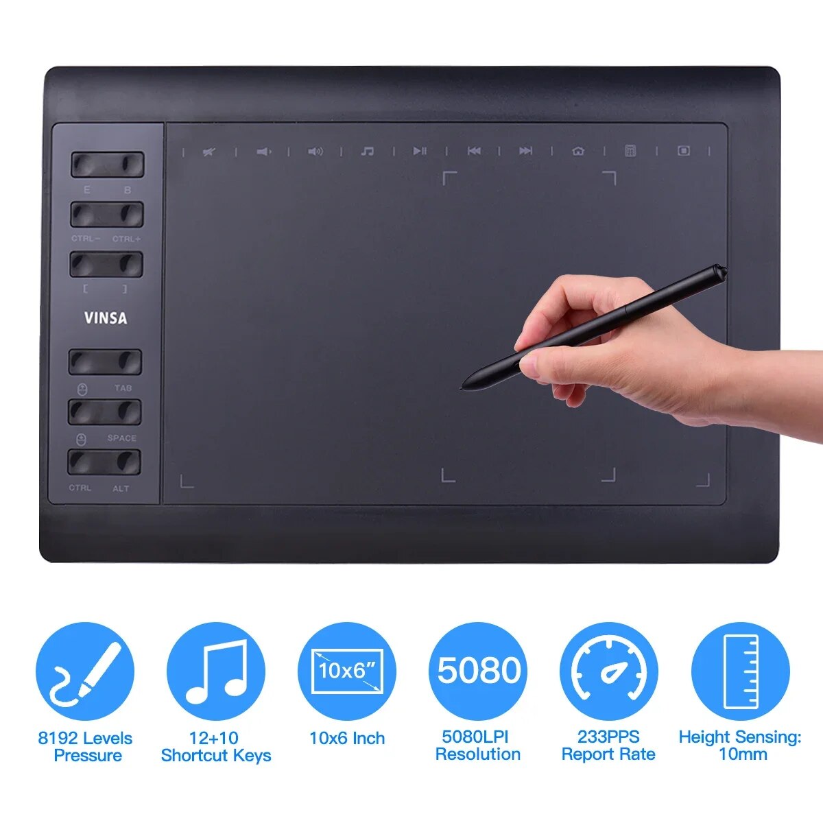 Digital Signature Pad - 10x6 Inch Professional Graphics Drawing Tablet