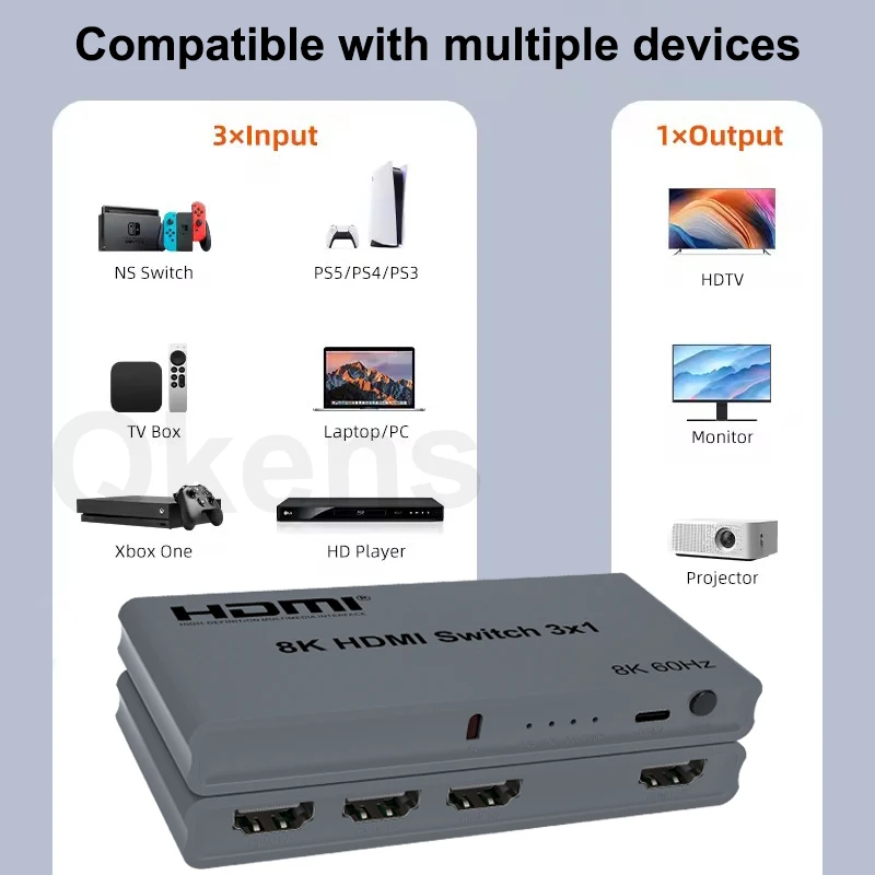8K 60Hz 3x1 Auto Switch Cycle  - đánh giá và giá Hdmi Matrix Switch