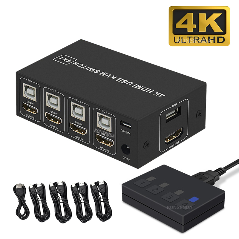 4K HDMI KVM Switch 4 Cổng USB  - đánh giá và giá Hdmi Matrix Switch