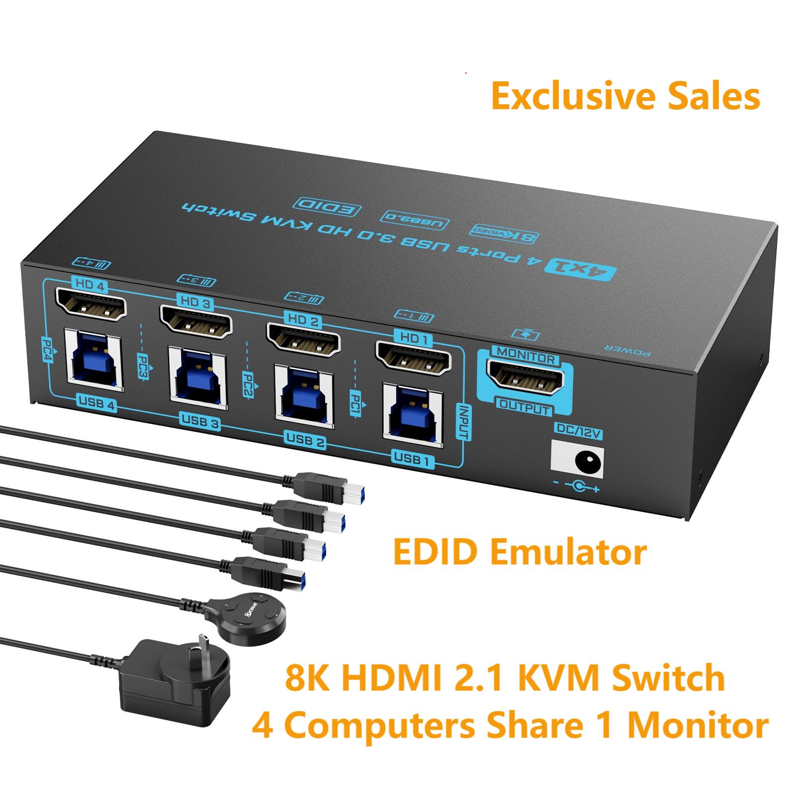 8K/4K HDMI KVM Switch 4 Port U - đánh giá và giá Hdmi Matrix Switch